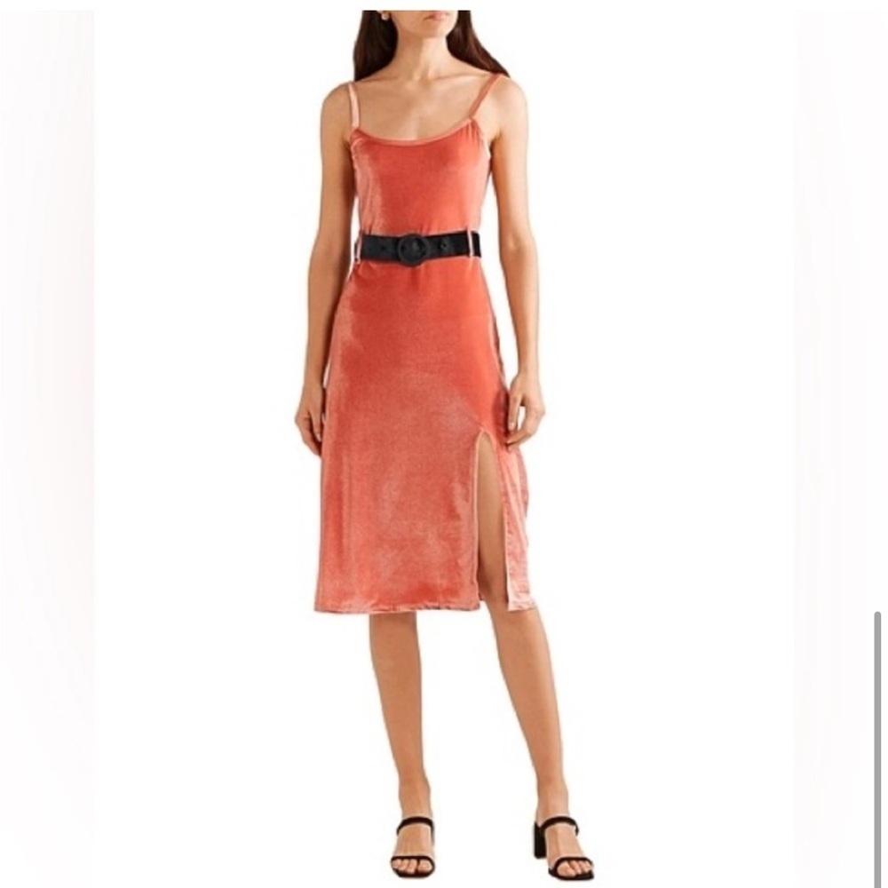 Revolve - Solid & Striped Antique Rose Velvet Tank Midi Dress New